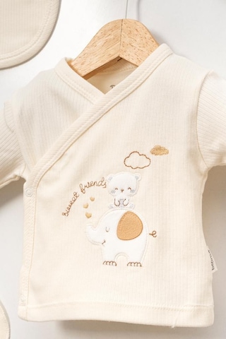 Bebitof %100 Pamuk Sevimli Fil İle Zürefa Desenli 5 Parça Yenidoğan Hastane Çıkışı Zıbın Seti Bbtf.grı.20228.06 Gri