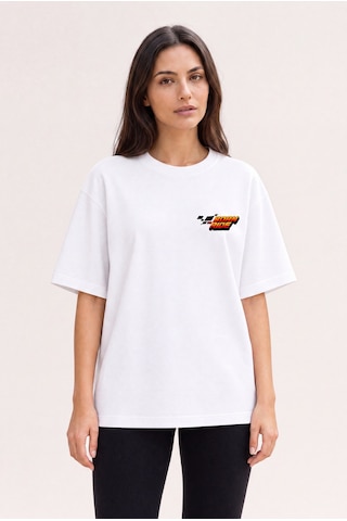 Black Nova Oversize Baskılı Unisex %100 Pamuk T-shirt Motorcycle Therapy Beyaz