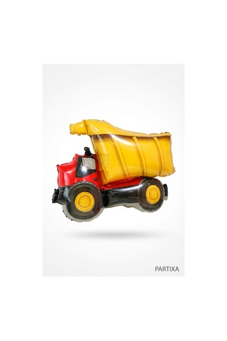 İnşaat Damperli Kamyon Folyo Balon 79x66 Cm İnşaat Temalı Çocuk Doğum Günü Parti Süsü Çok Renkli