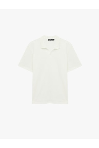 Koton Regular Fit Kısa Kollu Dokulu Polo Yaka Tişört Ekru 6sam10007mk Ekru