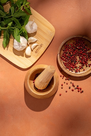 Emsan Rustik Bambu Düz Havan