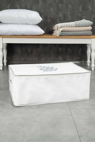 1 Adet Baskılı İpli Yastık Kıyafet Hurcu 52 X 28 X 22 Cm Beyaz