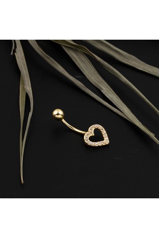 Bilezikci Kalp 14 Ayar Altın Kadın Göbek Piercing Sarı