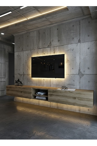Resital Ledli Duvara Monte Tv Sehpası - Ceviz - W6009-2 Ceviz