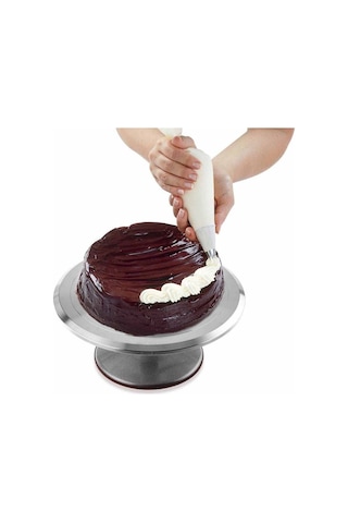 Epınox Çelik Döner Pasta Hazırlama Standı - Döndürülebilir Pasta Sıvama Standı - 30 Cm Sku: Smg8690010539205 Açık Gri