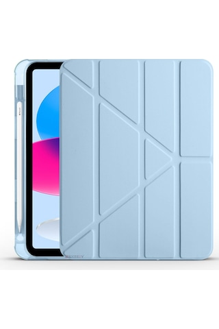 Apple Uyumlu iPad 11.nesil 11 İnç 2025 A16 Üçgen Katlanabilir Kalemlikli Yatay Dikey Standlı Akıllı Kılıf Kapaklı Kılıf