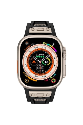 Apple Uyumlu Watch Ultra/ultra2 49mm Hava Alabilen Delikli Metal Süslemeli Desenli Silikon Kordon
