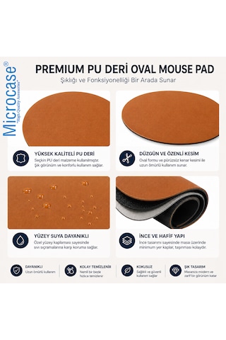 Microcase Oval Tasarım Bilgisayar Laptop Deri Mouse Pad Al5590 Taba