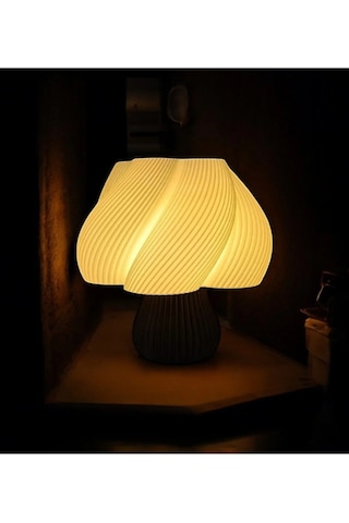 Vintage Gece Masa Lambası , Bohem Ev Dekorasyon , Dekoratif Abajur - Siyah Krem Çok Renkli