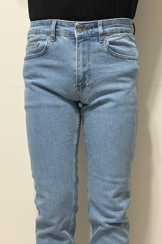 Hacker Denim Dmctekstil Erkek 1020 - Yüksek Bel Rahat Kesim Boru Paça Jean Pantolon Açık Mavi