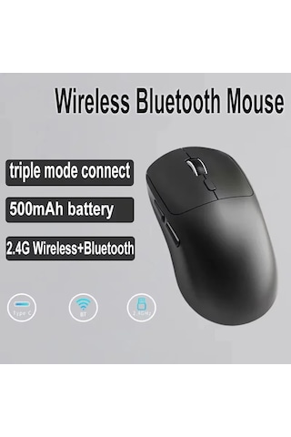 3 Modlu Kablosuz Oyun Mouse Type-c Şarjlı Bluetooth 2.4ghz Dual Mode 6400 Dpı Ultra S203 Siyah 001