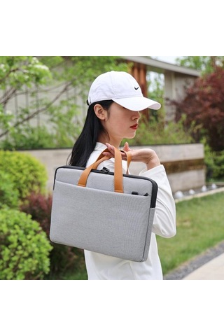 Siyah Şık Laptop Çantası, Minimalist Laptop Çantası, İç Astar, iPad Uyumlu Tablet Laptop Çantası, Çok Fonksiyonlu Çanta