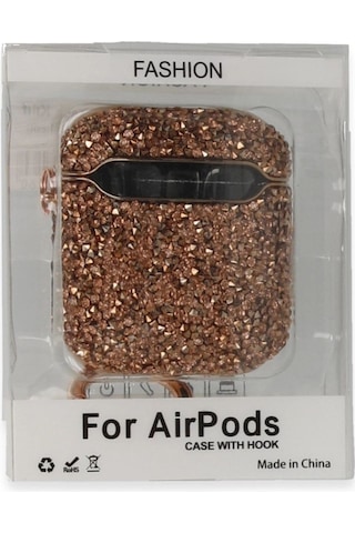 Apple Airpods 2 2.nesil Mira Taşlı Kılıf - Rose Gold