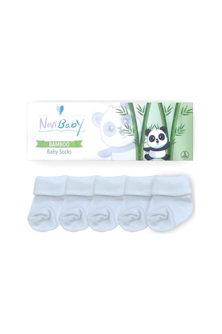Novibaby 5'li Bambu Yenidoğan Bebek Çorabı I Snow White I 0-6 ay Beyaz