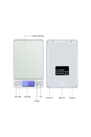 Hassas Şık Görünmlü Dijital Hassas Kuyumcu Terazisi Kare Siyah