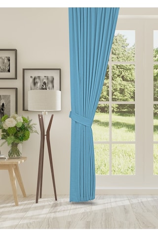 Cheap's Home Petek Dokulu Kadife Dokuma Sık 1 X 3 Pileli Fon Perde Turkuaz