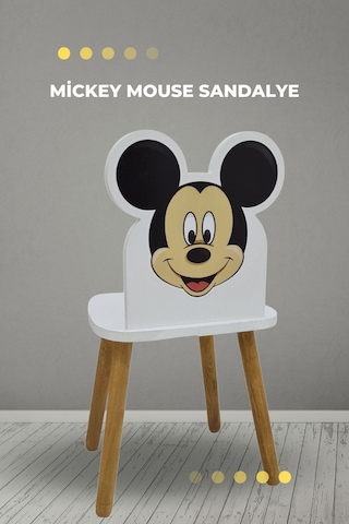 Liva Ahşap Çocuk Aktivite Sandalyesi 4-12 Yaş Mickey Muose Çok Renkli