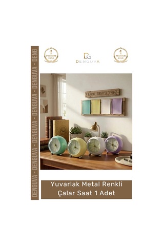 Saat Modern Tasarım Estetik Minimalist Masa Saati Kaliteli Yuvarlak Metal Renkli Çalar Saat Çok Renkli