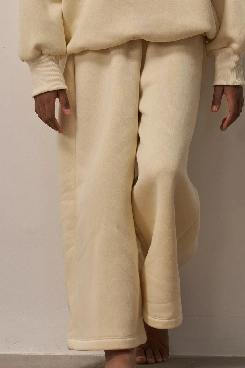 Krem Wide Leg Eşofman Altı Krem