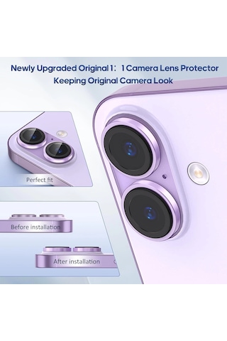 Apple Uyumlu iPhone 17 Kamera Koruyucu Gece Çekim Destekli Premium Safir Lens Koruma Parlak Temperli Cl-12