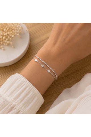 Servi 925 Ayar Love Chain Bileklik-260 Gümüş
