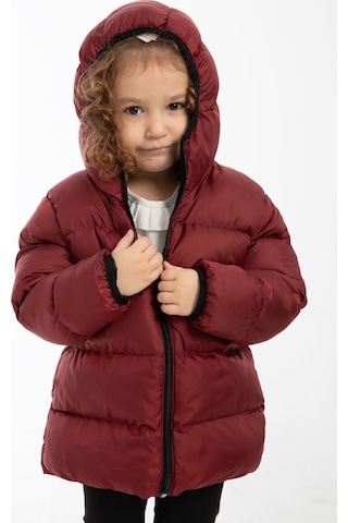 Kız Çocuk Bordo İçi Polarlı Kürklü Kapüşonlu Su Geçirmez Rüzgara Dayanıklı Şişme Kışlık Mont Kaban Bordo