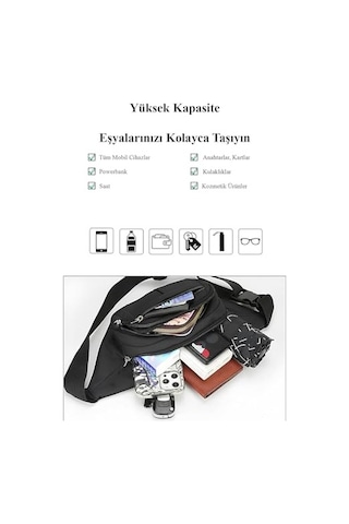 2As Av A Dos Siyah Unisex Suya Dayanıklı Çapraz Askılı Omuz Bel Çanta Günlük Yürüyüş Koşu Outdoor Çanta 341 Siyah