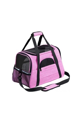 Qingmipy Taşınabilir Nefes Alabilir Evcil Hayvan Çantası - Pembe Küçük Boy 44x28x25 Yumuşak Yastıklı