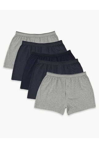 Marks & Spencer Saf Pamuklu 5'li Nefes Alabilir:trade Mark: Boxer Seti Mavi