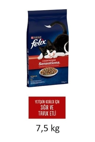 Purina Felix Sensations Sığır Etli ve Tavuklu Yetişkin Kedi Maması 7500 G