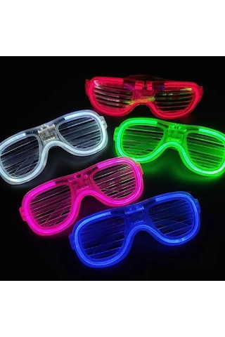 Glow Model Led Işıklı Parti Gözlüğü 3 Modlu 5 Renk 5 Adet "