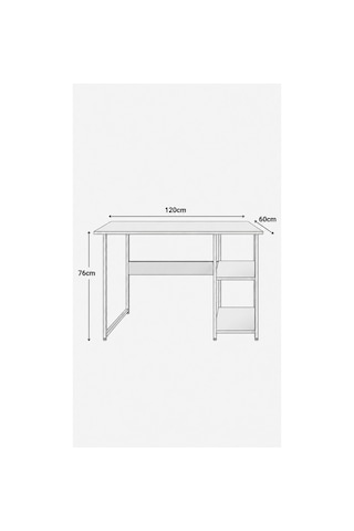 Vienna 2 Raflı Metal Ayak Çalışma Masası Laptop Masası Bilgisayar Masası 60x120cm Siyah - Beyaz