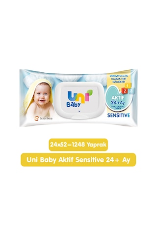 Uni Baby Aktif Sensitive Islak Mendil 24x52 1248 Yaprak