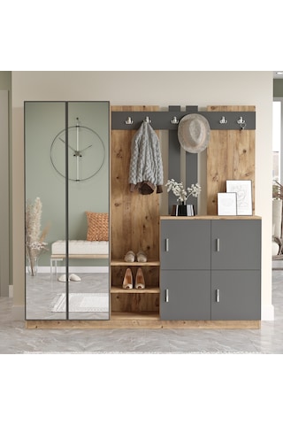 Robinhome Robin Home Lora Vestiyer Portmanto Ayakkabılık Çam-Antrasit