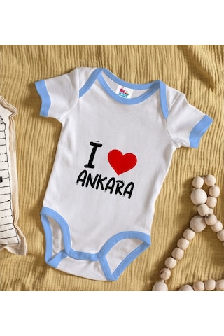 Bk Kids I Love Şehir Serisi Mavi Bebek Body Zıbın - Model 1 Beyaz - Mavi