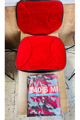 Massey Ferguson 240 Kırmızı Desen Asgari Branda Ve Düz Kırmızı Koltuk Kılıfı Takım