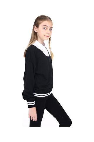 Toontoy Kız Çocuk Okul Sweatshirt Siyah