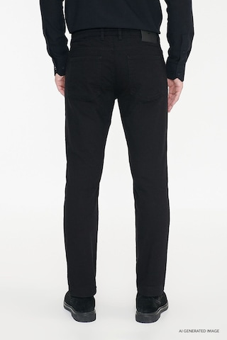 AC&Co / Altınyıldız Classics 360 Derece Her Yöne Esneyen Slim Fit Dar Kesim Diyagonal Desenli Erkek Pantolon Siyah
