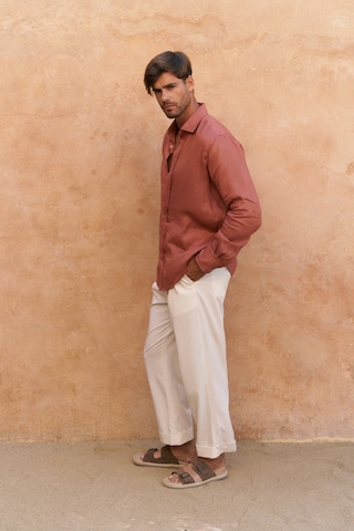 Enrico Kemer Detay Ekru Erkek Pantolon Ekru