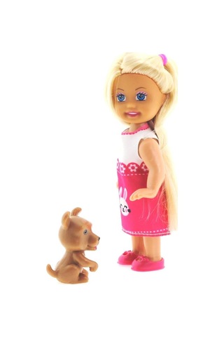 Cute Girl Kahverengi Köpekli Ve Sarışın Mini Bebek Nhr