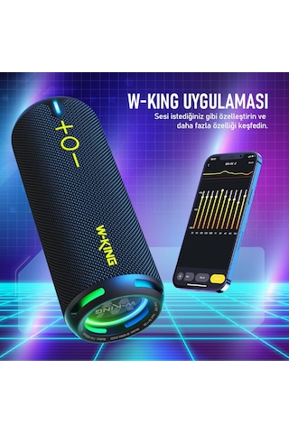 W-kıng D320 Bluetooth Hoparlör, 40w 360 Surround Boombox, 24 Saate Varan Çalma Süresi, Ip67, Kablos