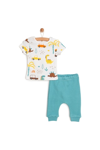 HelloBaby Yenidoğan Tshirt-Patiksiz Alt 2li Takım Erkek Bebek Yeşil