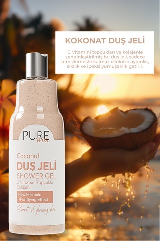 Vitamin Topçuklu Hindistan Cevizi Özlü Nemlendirici Duş Jeli 400 Ml Doğal Ferahlatıcı Etki Hindistan Cevizi