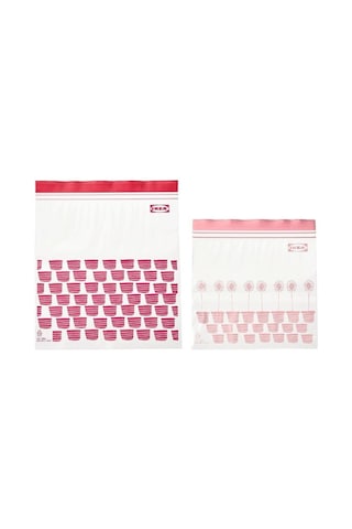 Ikea Istad Kilitli Buzdolabı Poşeti 50'li 25 X 24 Cm / 21 X 19 Cm Kırmızı Pembe