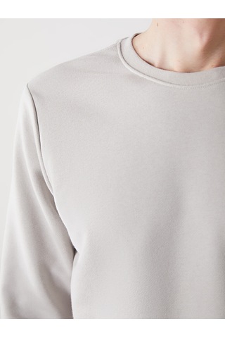 Lcwaıkıkı Basic Gri Bisiklet Yaka Uzun Kollu Erkek Sweatshirt
