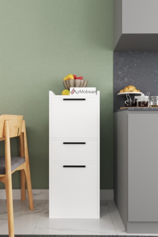 Azura 2 Kapaklı 1 Çekmeceli Boy Dolabı Çok Amaçlı Dolap Kiler Dolabı Mutfak Dolabı Beyaz