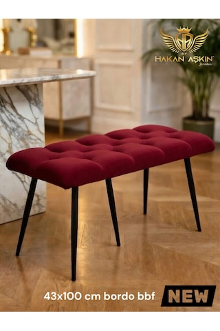 By Hakan Aşkın Stella 43x100 Cm Puf&bench Yatak Önü - Antre - Salon - Oturma Odası Bordo Stl01