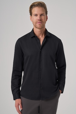 Morven Erkek Siyah Trend Slim Fit İtalyan Yaka Gömlek 25mc004068001 Siyah Siyah