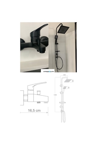 Armour Armatür Banyo Batarya Seti 2'li Siyah Siyah