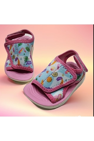 Çocuk Günlük Yazlık Cırtlı Ayarlanabilir Sandalet Pembe